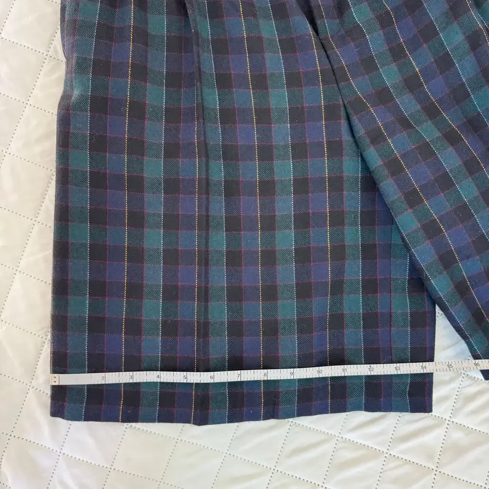 Vintage Collectible Gold 100% Pure Wool Plaid Bermuda Academia Shorts Size 12
